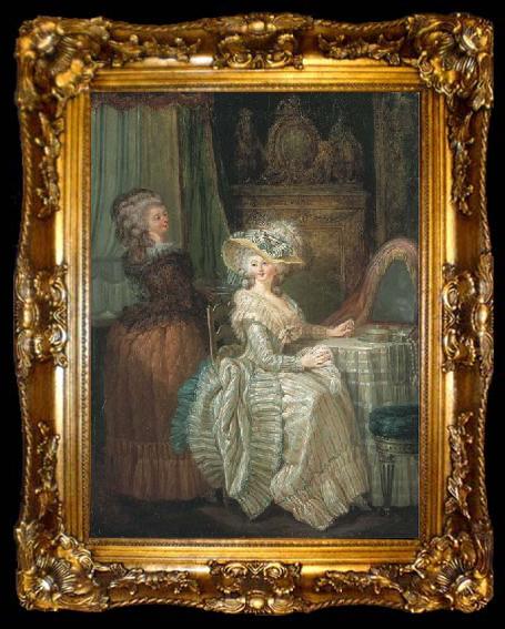 framed  Attributed to henry pether Dame elegante a sa table de toilette avec une servante, ta009-2